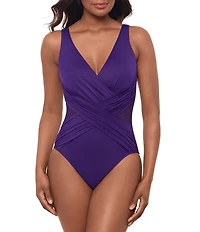 Miraclesuit Illusionists Crossover Mesh Inset One Piece Swimsuit