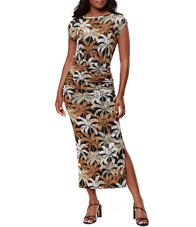 Miraclesuit Isla Palma Cali Crew Neck Cap Sleeve Shaping Maxi Dress