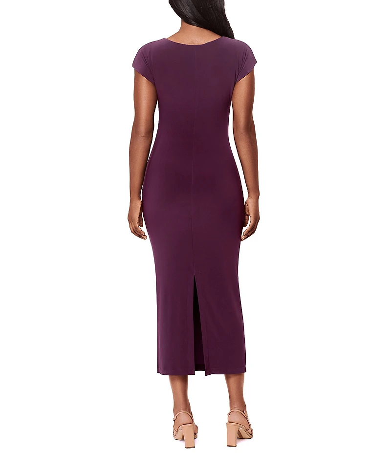 Miraclesuit Isla Solid Scoop Neck Cap Sleeve Shaping Midi Dress