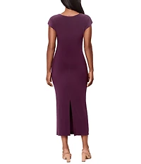 Miraclesuit Isla Solid Scoop Neck Cap Sleeve Shaping Midi Dress