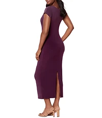 Miraclesuit Isla Solid Scoop Neck Cap Sleeve Shaping Midi Dress