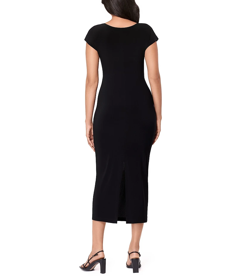 Miraclesuit Isla Solid Scoop Neck Cap Sleeve Shaping Midi Dress