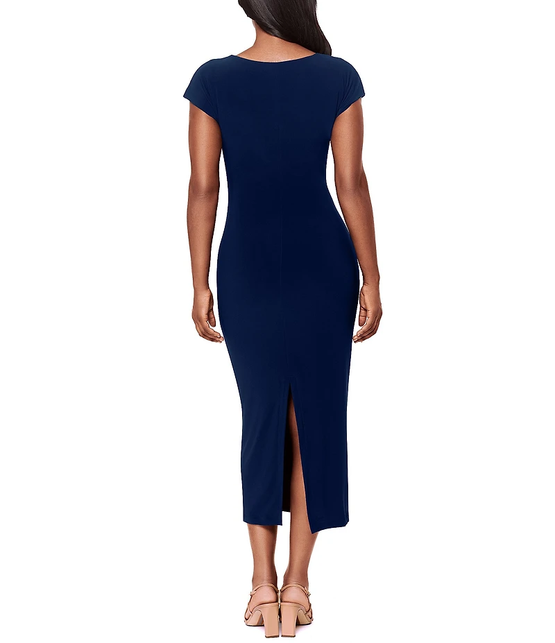 Miraclesuit Isla Solid Scoop Neck Cap Sleeve Shaping Midi Dress