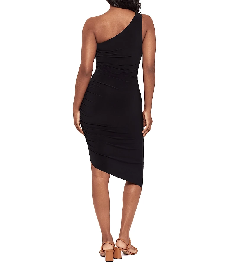 Miraclesuit Jeni Solid One Shoulder Neck Side Shirred Bodycon Dress