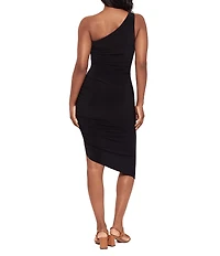 Miraclesuit Jeni Solid One Shoulder Neck Side Shirred Bodycon Dress