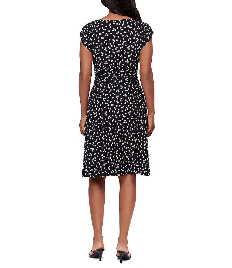 Miraclesuit Luminare Auri Scoop Neck Cap Sleeve Twist Waist Knee Length Shaping Dress