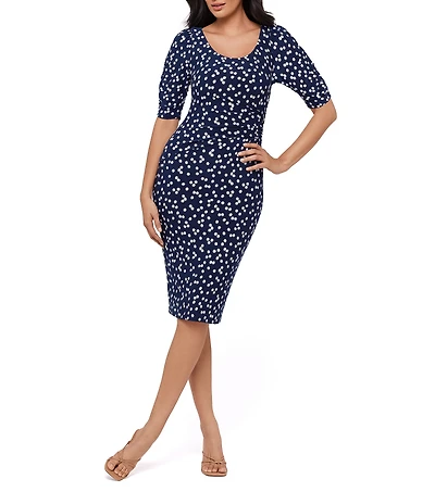 Miraclesuit Luminare Lumi Boat Neck Short Sleeve Shaping Knee Length Dress