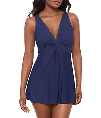 Miraclesuit Must Have Marais V-Neck Swim Dress One Piece Swimsuit