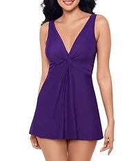 Miraclesuit Must Have Marais V-Neck Swim Dress One Piece Swimsuit