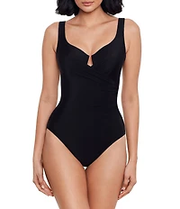 Miraclesuit Must Haves Underwire Bra Front Keyhole Tank One Piece Swimsuit