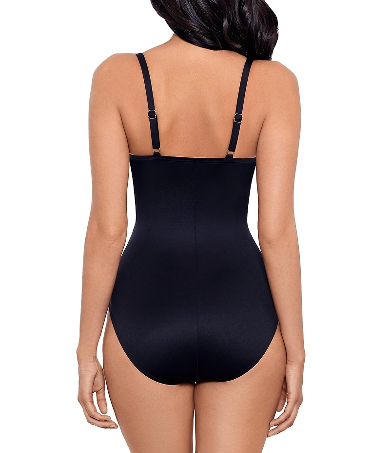 Miraclesuit Network Mystique Mesh V-Neck Underwire Molded Cups Surplice One Piece Swimsuit