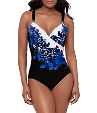 Miraclesuit Ombra Fiore Siren V-Neck Underwire Surplice One Piece Swimsuit
