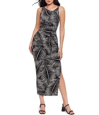Miraclesuit Palmera Scoop Neck Sleeveless Knotted Waist Maxi Bodycon Dress