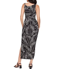 Miraclesuit Palmera Scoop Neck Sleeveless Knotted Waist Maxi Bodycon Dress