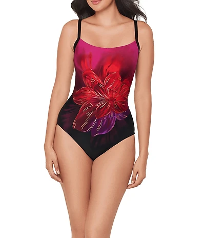 Miraclesuit Petali Rosa Starr Scoop Neck Underwire One Piece Swimsuit