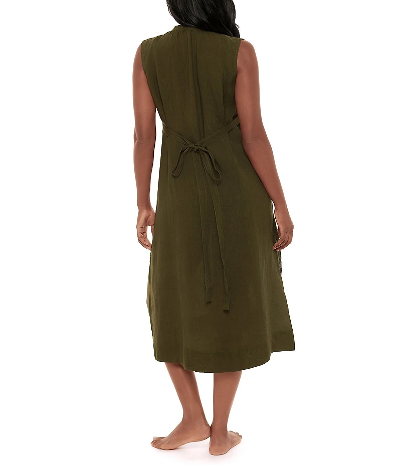 Miraclesuit Pleated Sleeveless Button Front Beach Dress Swim Cover-Up