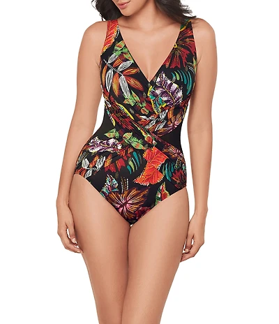 Miraclesuit Pluma Orla Crossover Plunge Neck One Piece Swimsuit