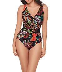 Miraclesuit Pluma Orla Crossover Plunge Neck One Piece Swimsuit