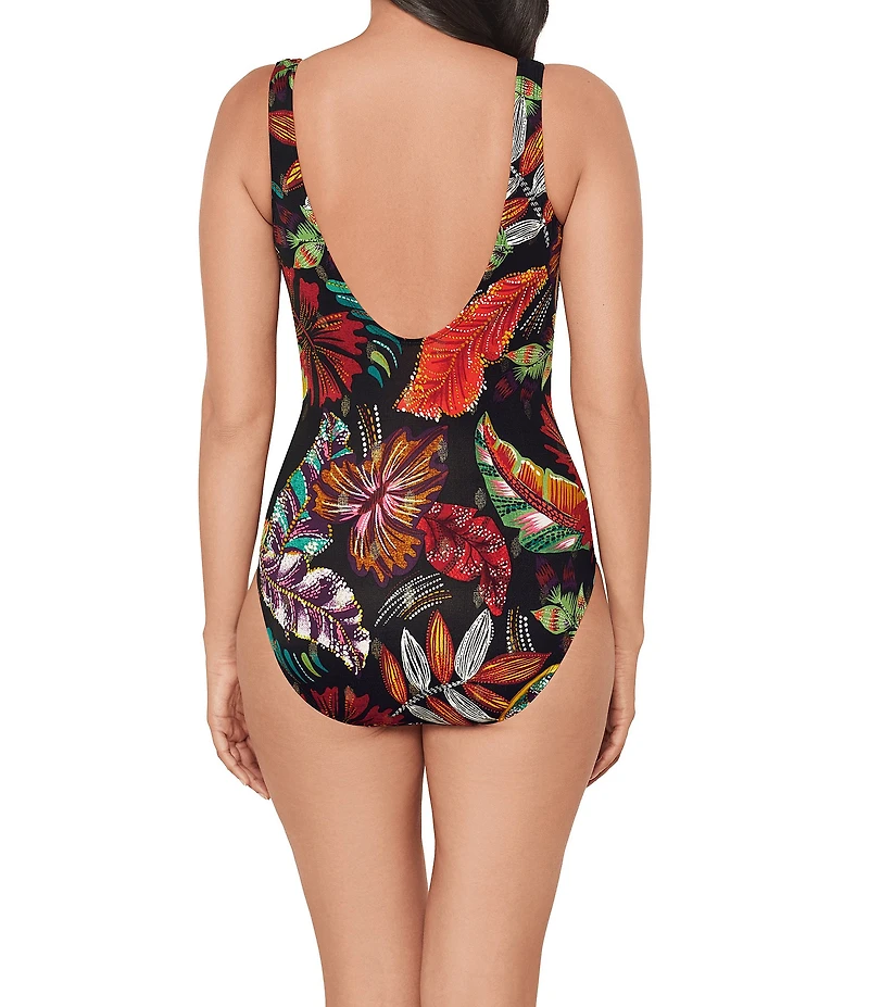 Miraclesuit Pluma Orla Crossover Plunge Neck One Piece Swimsuit