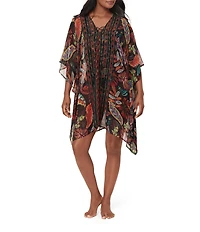 Miraclesuit Pluma Orla Semi Sheer Georgette V-Neck Caftan Swim Cover-Up