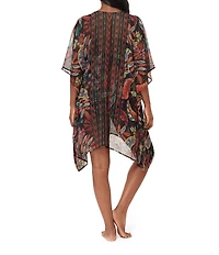 Miraclesuit Pluma Orla Semi Sheer Georgette V-Neck Caftan Swim Cover-Up