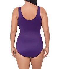 Miraclesuit Plus Size Illusionists Crossover Mesh Inset One Piece Swimsuit
