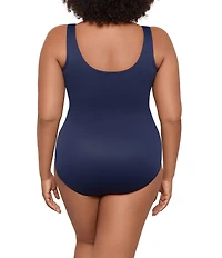 Miraclesuit Plus Size Illusionists Crossover Mesh Inset One Piece Swimsuit