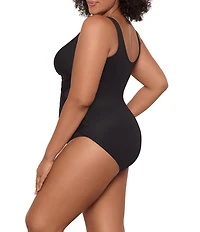 Miraclesuit Plus Size Illusionists Crossover Mesh Inset One Piece Swimsuit