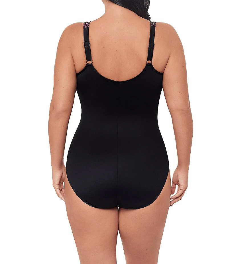 Miraclesuit Plus Size Light Show Oceanus V-Neck Underwire Surplice One Piece Swimsuit