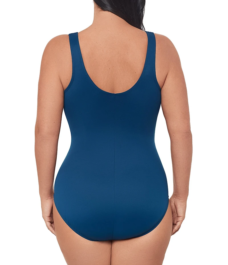 Miraclesuit Plus Size Must Haves Underwire Bra Front Keyhole Tank One Piece Swimsuit