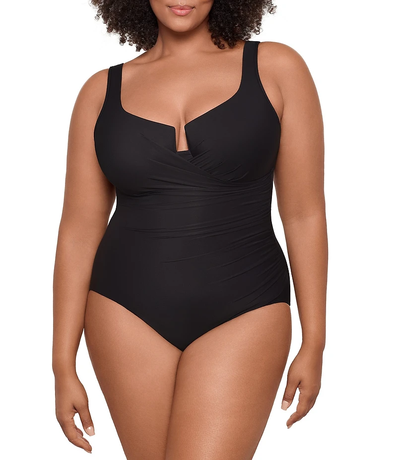 Miraclesuit Plus Size Must Haves Underwire Bra Front Keyhole Tank One Piece Swimsuit