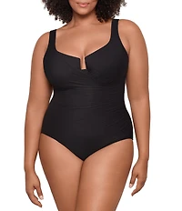 Miraclesuit Plus Size Must Haves Underwire Bra Front Keyhole Tank One Piece Swimsuit