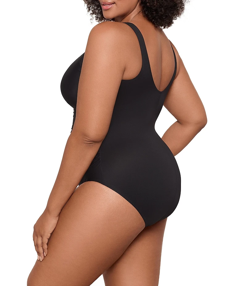 Miraclesuit Plus Size Must Haves Underwire Bra Front Keyhole Tank One Piece Swimsuit