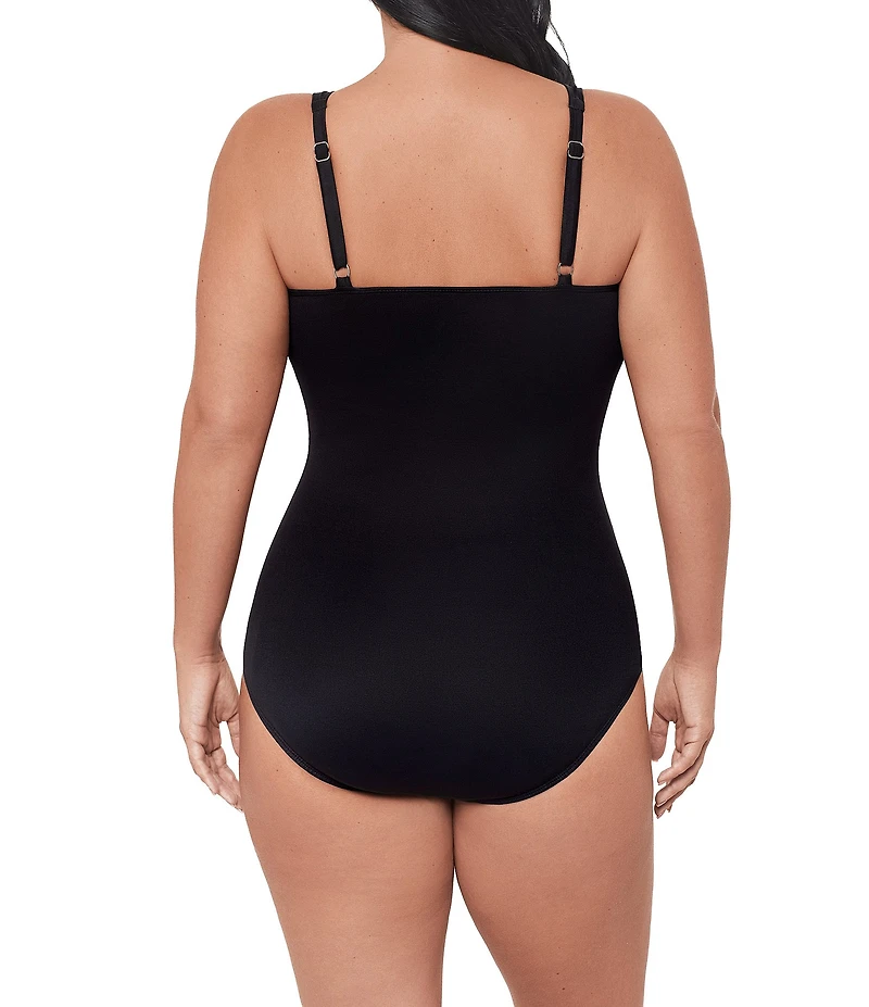 Miraclesuit Plus Size Ombre Fiore Sanibel Underwire Bra Surplice One Piece Swimsuit
