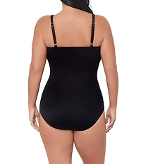 Miraclesuit Plus Size Ombre Fiore Sanibel Underwire Bra Surplice One Piece Swimsuit