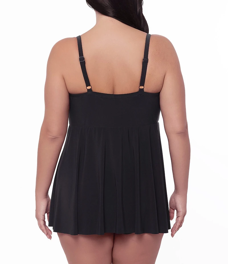 Miraclesuit Plus Size Solid Adora Underwire V-Neck One Piece Swim Dress