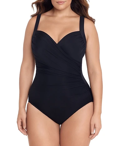 Miraclesuit Plus Size Solid Must Haves Sanibel Sweetheart Underwire Bra Tank One Piece Swimsuit