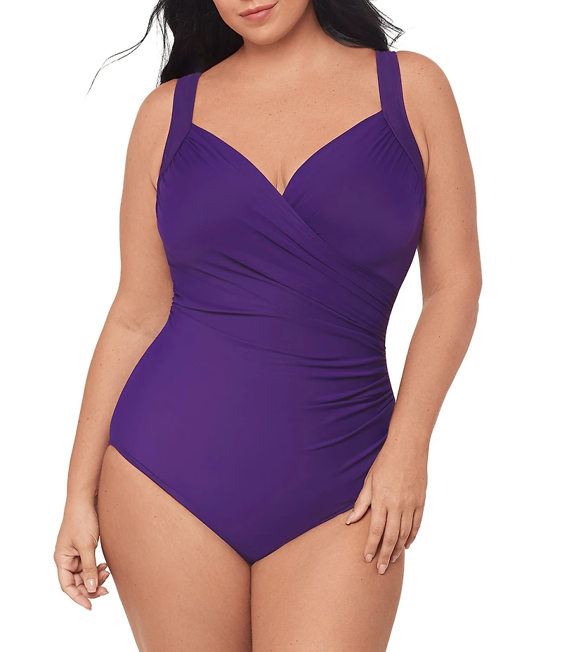 Miraclesuit Plus Size Solid Must Haves Sanibel Sweetheart Underwire Bra Tank One Piece Swimsuit