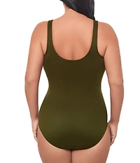 Miraclesuit Plus Size Solid Rock Revele Surplice V-Neck Underwire Bra Tank One Piece Swimsuit