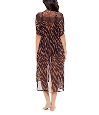 Miraclesuit Raya De Safari Semi-Sheer Georgette Long Kimono Swim Cover-Up