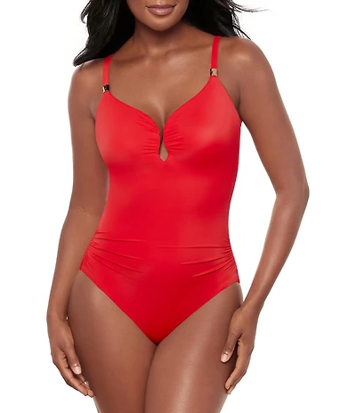 Miraclesuit Razzle Dazzle Antheia Plunge Neck Underwire Bra One Piece Swimsuit