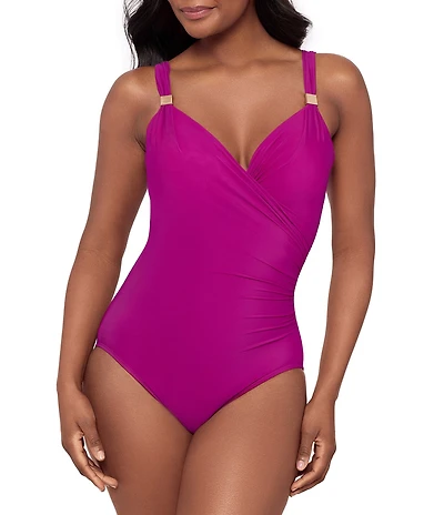 Miraclesuit Razzle Dazzle Siren Underwire Shaping V-Neck One Piece Swimsuit