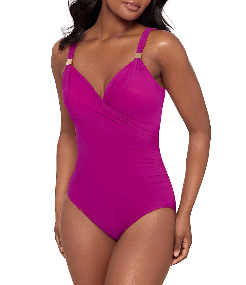 Miraclesuit Razzle Dazzle Siren Underwire Shaping V-Neck One Piece Swimsuit