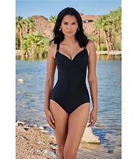 Miraclesuit Razzle Dazzle Siren Underwire Shaping V-Neck One Piece Swimsuit