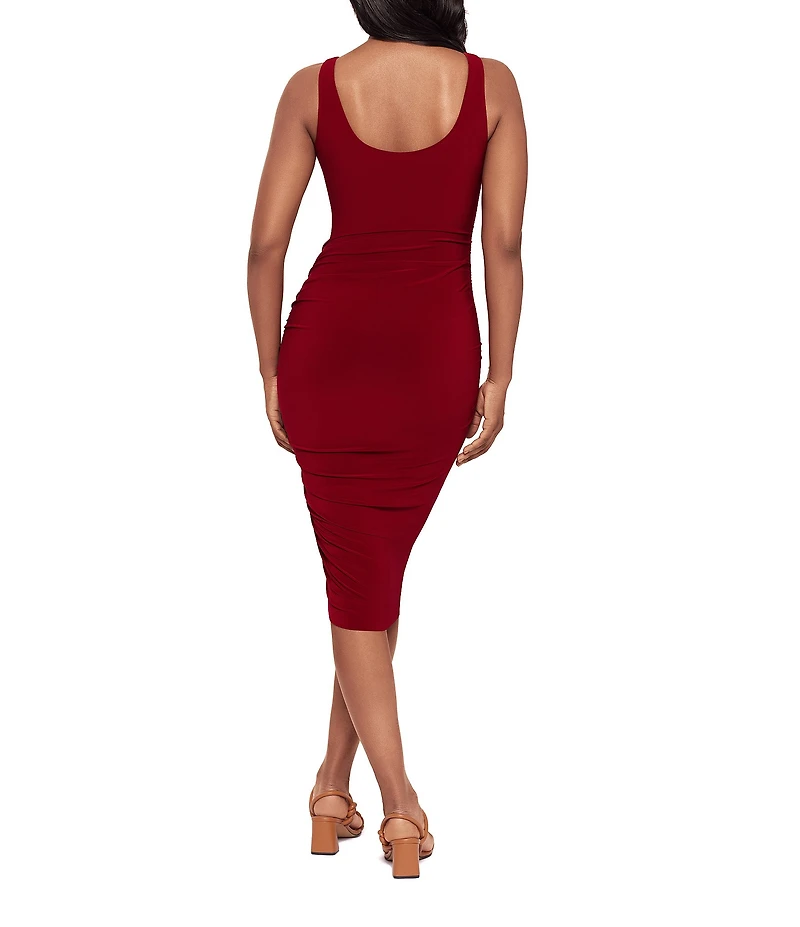 Miraclesuit Regi Solid Miramatte Jersey Crew Neck Shirred Waist Bodycone Dress