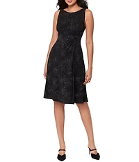 Miraclesuit Remi Printed Crew Neck Sleeveless Knotted Fit & Flare Dress