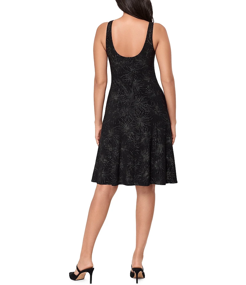 Miraclesuit Remi Printed Crew Neck Sleeveless Knotted Fit & Flare Dress