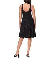 Miraclesuit Remi Printed Crew Neck Sleeveless Knotted Fit & Flare Dress