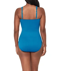 Miraclesuit Rock Solid Europa Asymmetrical Neck Underwire Bra One Piece Swimsuit