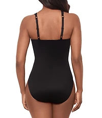 Miraclesuit Rock Solid Europa Asymmetrical Neck Underwire Bra One Piece Swimsuit